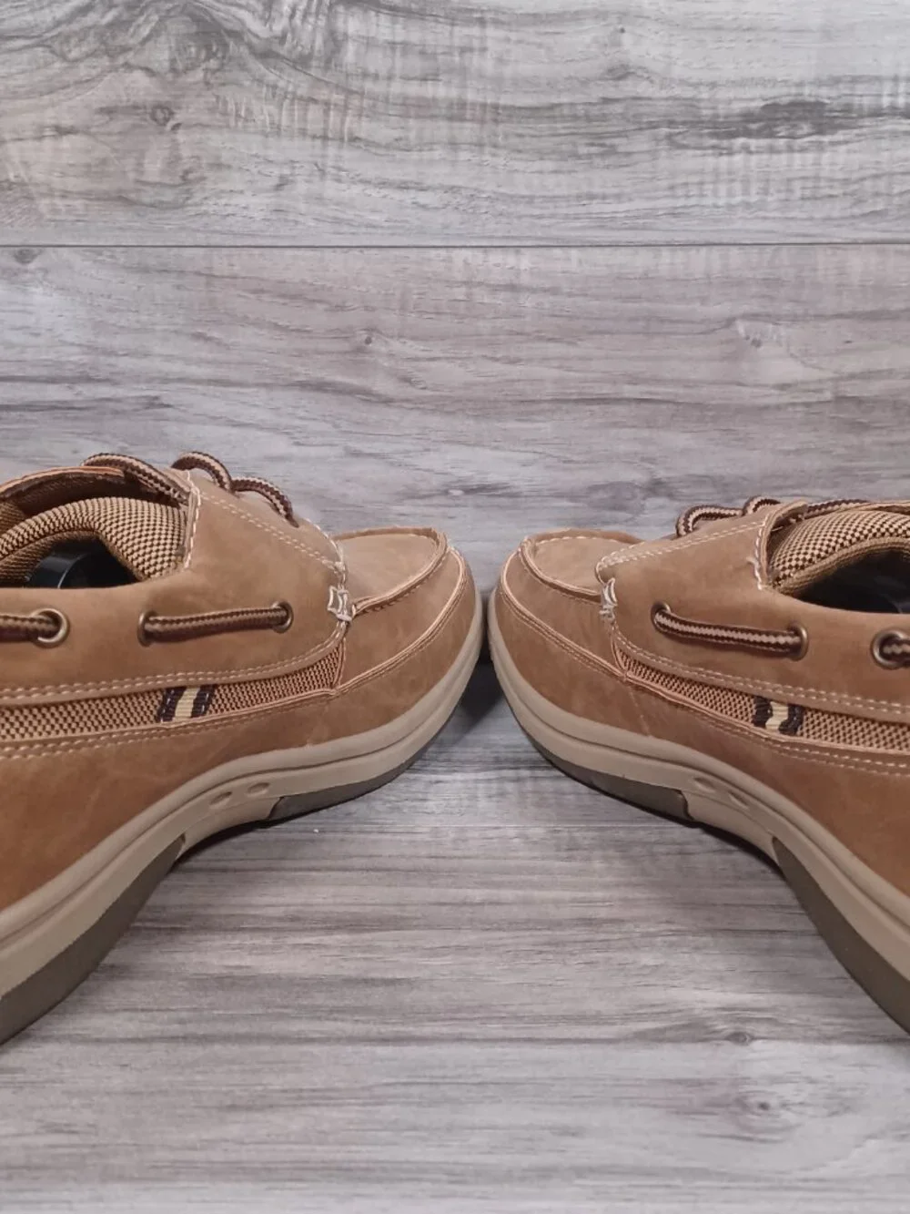 Tansmith Men's Size 9.5 Beige Faux Leather Boat Casual Comfort 357005